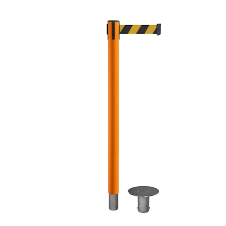 Stanchion Belt Barrier Removable Base Orange Post 7.5ftBlk/Ye Belt